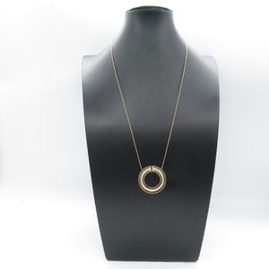 Tiffany T Circle Small Diamond Necklace K18 Pink Gold Clear